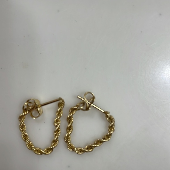 10k Gold Twisted Hoop Earrings - Picture 1 of 4
